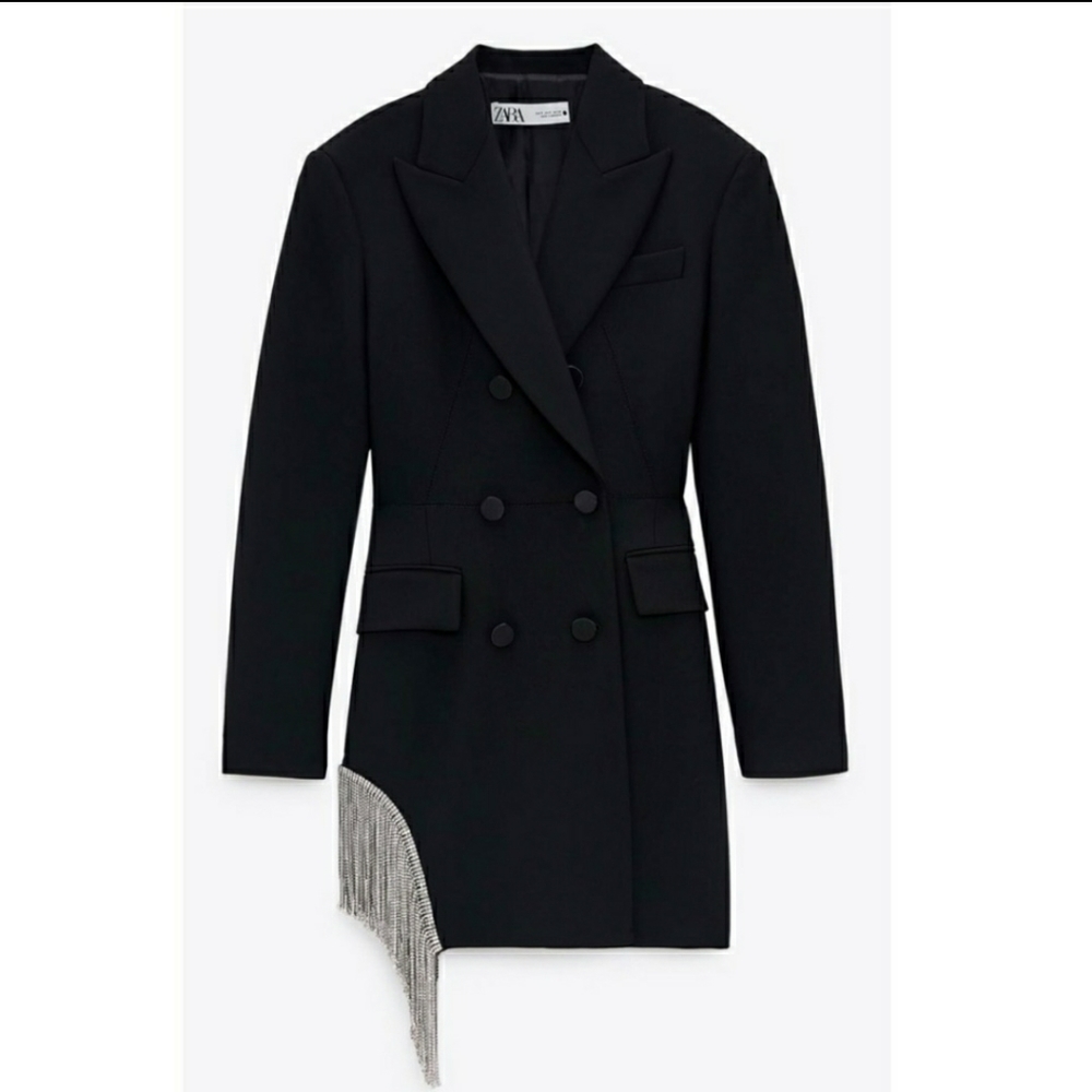 NWOT Zara blazer dress limited edition jewel fringe - Picture 11 of 13